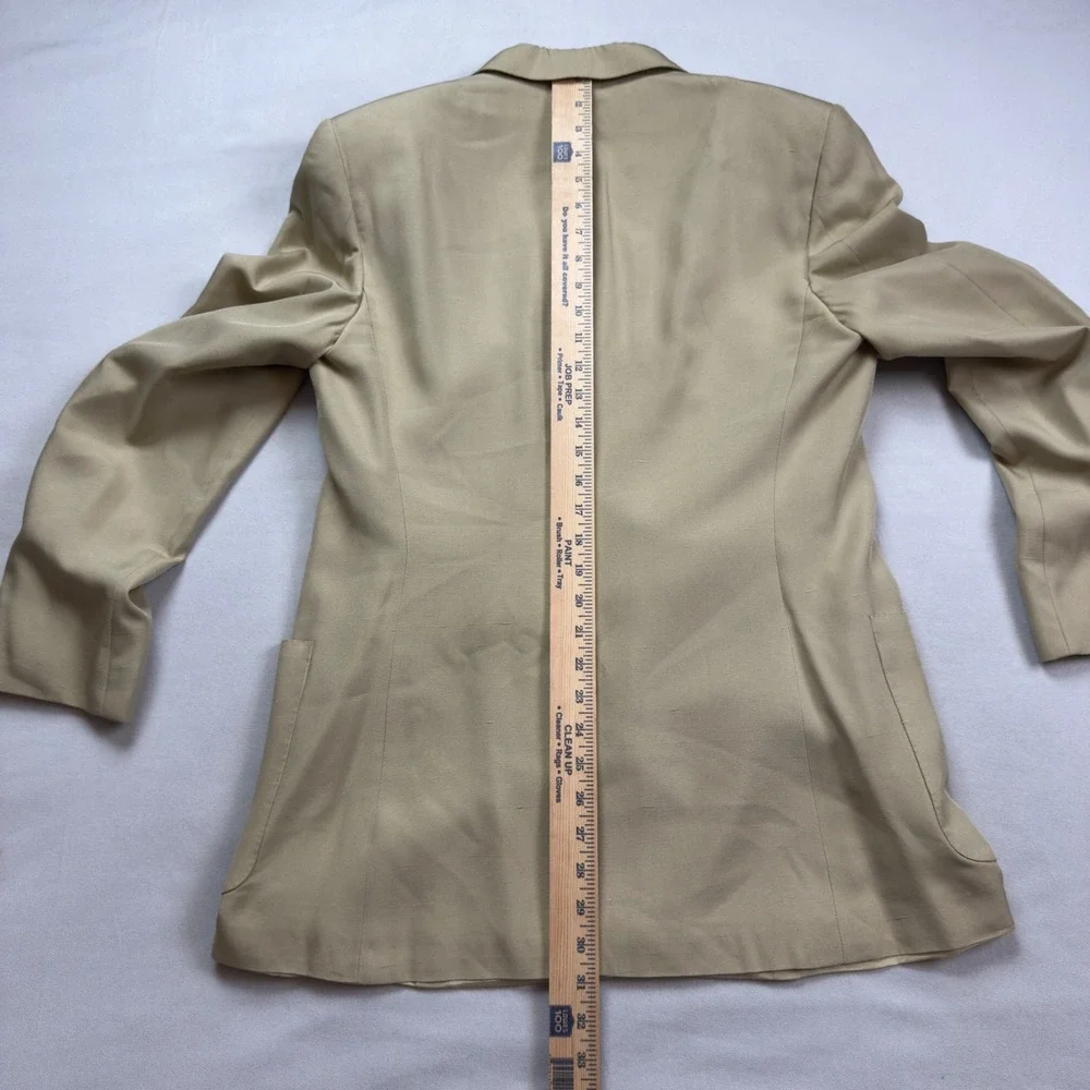 Vintage Gucci Mens Pure Silk Double Breasted Blazer Tan Beige 52R Made in Italy